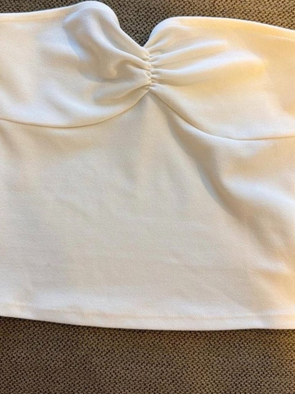 H&M White Strapless Ruched Bandeau | Size XS